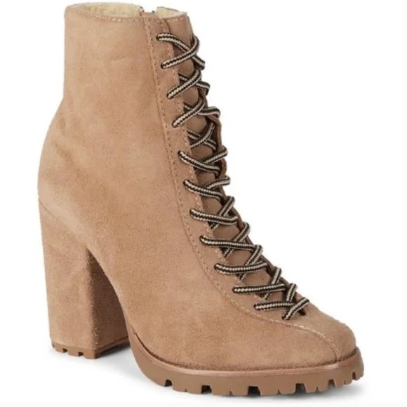 SCHUTZ Shoes - NEW Schutz Naina Suede Lace-Up Shearling Booties Boots 7.5